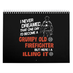Firefighter Gift Oude bruine brandweerman Kalender