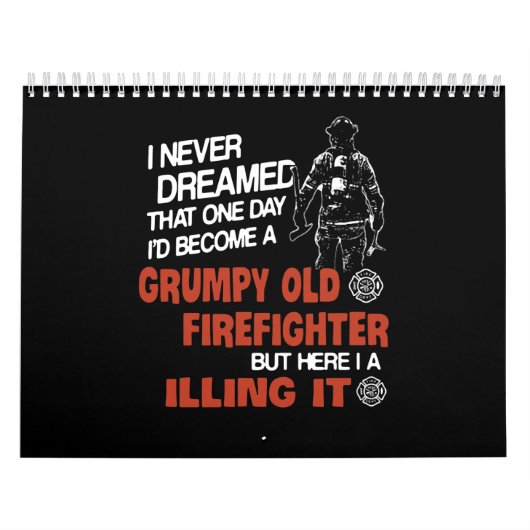 Firefighter Gift | Oude bruine brandweerman Kalender (Hoes)
