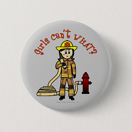 Firefighter Girl Ronde Button 5,7 Cm (Voorkant)
