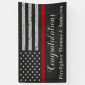 Firefighter Graduc Party Rustic Thin Red Line Spandoek (Verticaal)