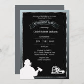 Firefighter Grey Black Retraite Party Invitation (Devant / Derrière)