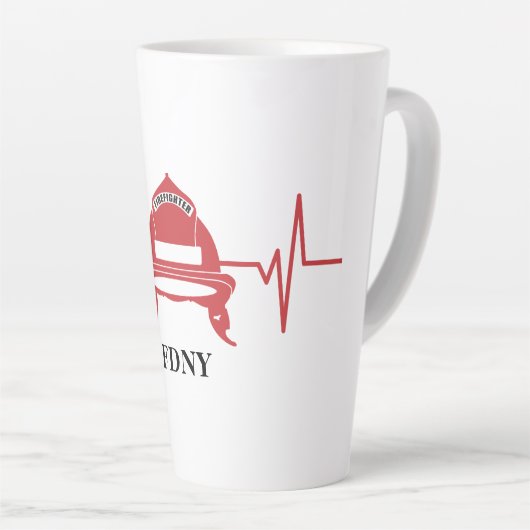 Firefighter Helmet Heartbeat Persoonlijk Latte Mok (Rechterhoek)