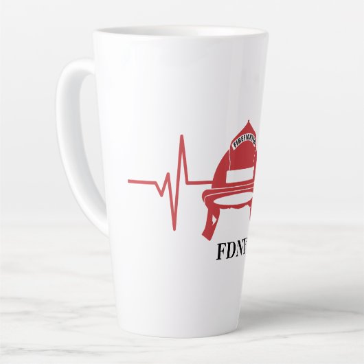 Firefighter Helmet Heartbeat Persoonlijk Latte Mok (Linkerhoek)
