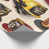 Firefighter helmet pattern fire station wrap cadeaupapier (Hoek)