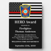 Firefighter HERO Award Thin Red Line Fotoplaat (voorkant)