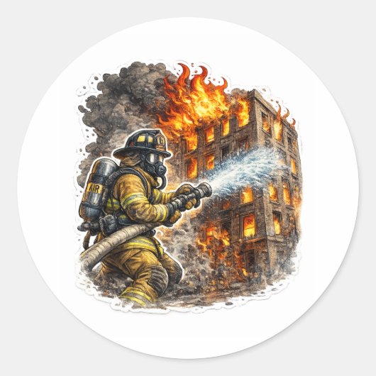Firefighter Hero Fighting Fire Rescue Sticker (Voorkant)