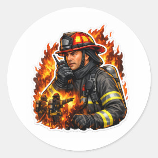 Firefighter Hero Sticker – Brave Fireman Flame Art