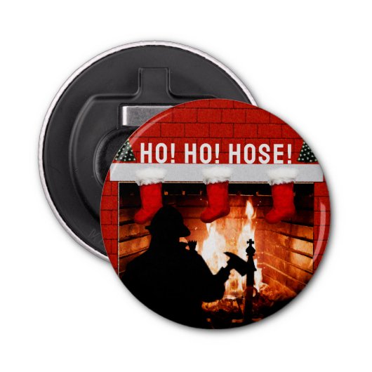 Firefighter Holiday Gift Button Flesopener (Voorkant)