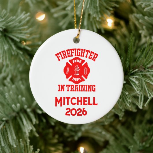 Firefighter In Training Graduation Keramisch Ornament (Boom)