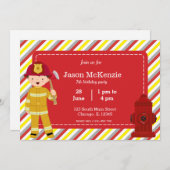 Firefighter-jarige jongen kaart (Voorkant / Achterkant)