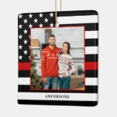 Firefighter Kerstmis Aangepaste foto Thin Red Line Keramisch Ornament (Links)