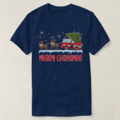 Firefighter Kerstmis Pajama Merry Xmas Tree Firet T-shirt (Design voorkant)