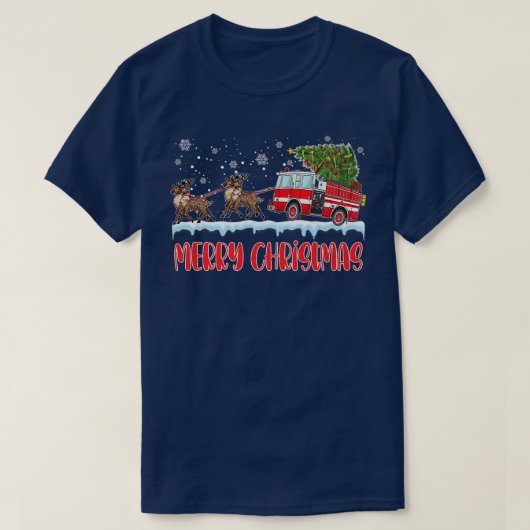 Firefighter Kerstmis Pajama Merry Xmas Tree Firet T-shirt (Design voorkant)
