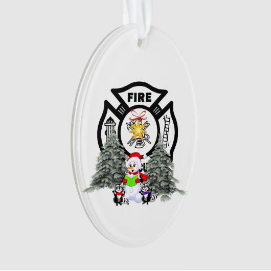 Firefighter kerstscène ornament (voorkant)