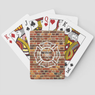 Firefighter Logo Brick Wall Pokerkaarten