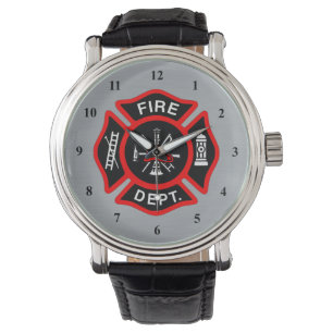 Firefighter Maltese kruissymbool   Brandstofbadge Horloge
