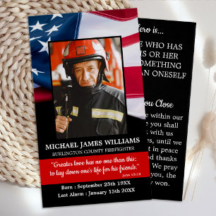 Firefighter Memorial American Flag Prayer Kaart