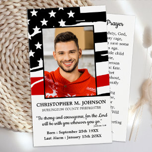 Firefighter Memorial Funeral Fireman's Prayer Kaar Visitekaartje