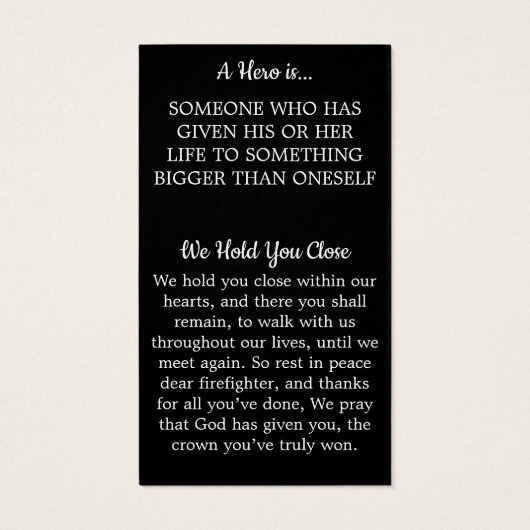 Firefighter Memorial USA Drapeau Funeral Prayer Ca (Dos)