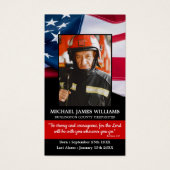 Firefighter Memorial USA Flag Funeral Prayer Kaart (Voorkant)