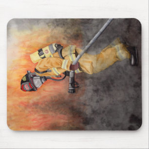Firefighter Mouse Pad Original Watercolor Fireman Muismat