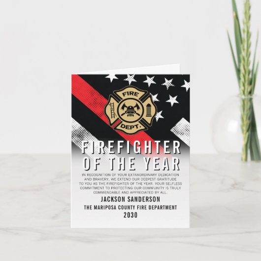 Firefighter of the Year Employee Recognition Logo Kaart (Voorkant)