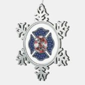 Firefighter Patriotic Dept Tin Sneeuwvlok Ornament (Rechts)