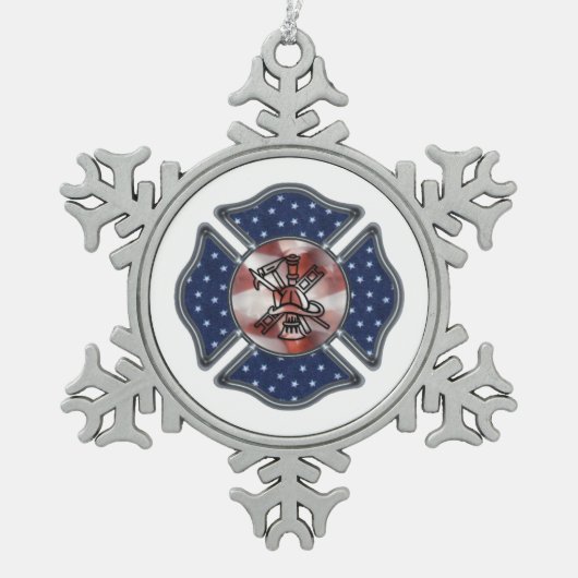 Firefighter Patriotic Dept Tin Sneeuwvlok Ornament (Voorkant)