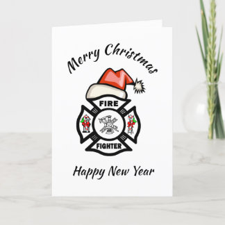 Firefighter Père Noël Fire Dept Carte de vacances