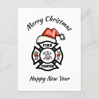 Firefighter Père Noël Fire Dept Carte de vacances