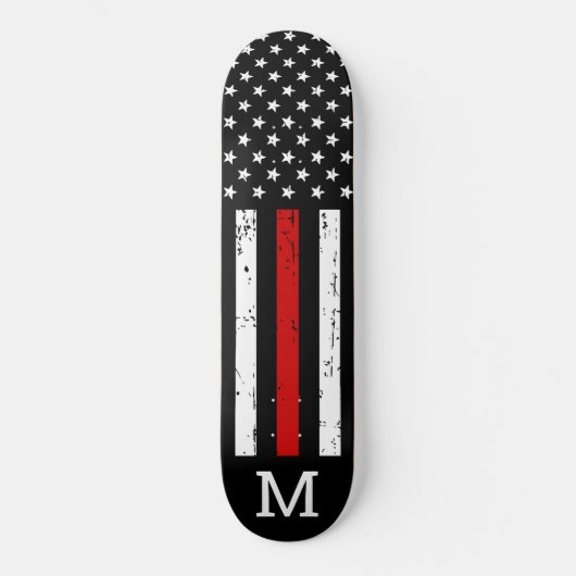 Firefighter Personated Monogram Thin Red Line Skateboard (Voorkant)