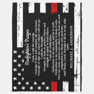 Firefighter Prayer Afstuderen Gift Thin Red Line Fleece Deken