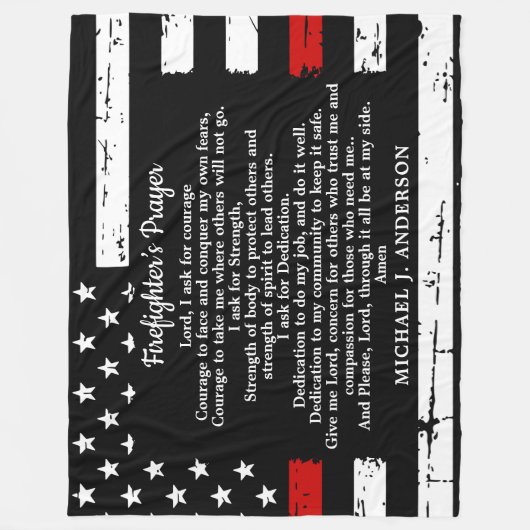 Firefighter Prayer Afstuderen Gift Thin Red Line Fleece Deken (Voorkant)