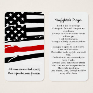Firefighter Prayer Card Thin Red Line Afstuderen Visitekaartje