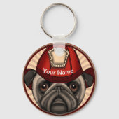 Firefighter Pug Sleutelhanger (Voorkant)