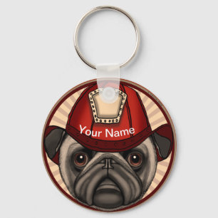 Firefighter Pug Sleutelhanger