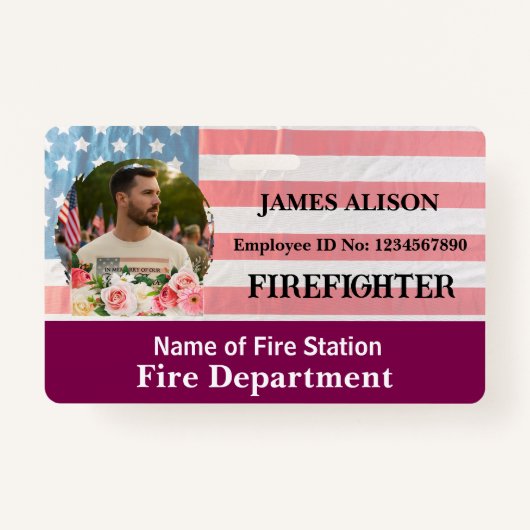 Firefighter Qr Code   Photo Name ID Card  Badge (Voorkant)