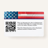 Firefighter Qr Code   Photo Name ID Card  Badge (Achterkant)