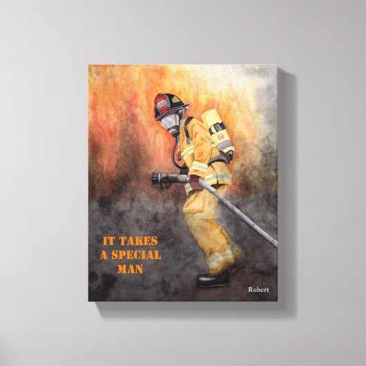 Firefighter Ready for Duty Personalize NAME Canvas Afdruk (Voorkant)