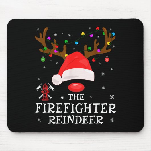 Firefighter Reindeer Family Matching Christmas Pjs Muismat (Voorkant)