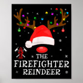 Firefighter Reindeer Family Matching Christmas Pjs Poster (Voorkant)