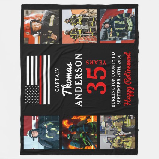 Firefighter Retirement Custom 6 Photo Fire Service Fleece Deken (Voorkant)