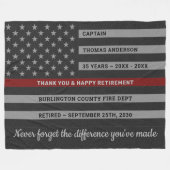 Firefighter Retirement Gift Thin Red Line Flag Fleece Deken (Voorkant (Horizontaal))