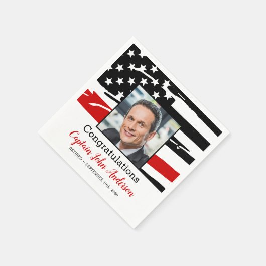 Firefighter Retirement Party Photo Thin Red Line Servet (Hoek)