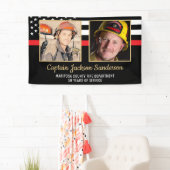 Firefighter Retirement Party Red Line Flag 2 Foto Spandoek (Insitu)