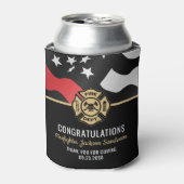 Firefighter Retirement Red Line Flag Fireman Blikjeskoeler (Blikje Voorkant)