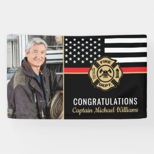 Firefighter Retirement Thin Red Line Fireman Foto Spandoek