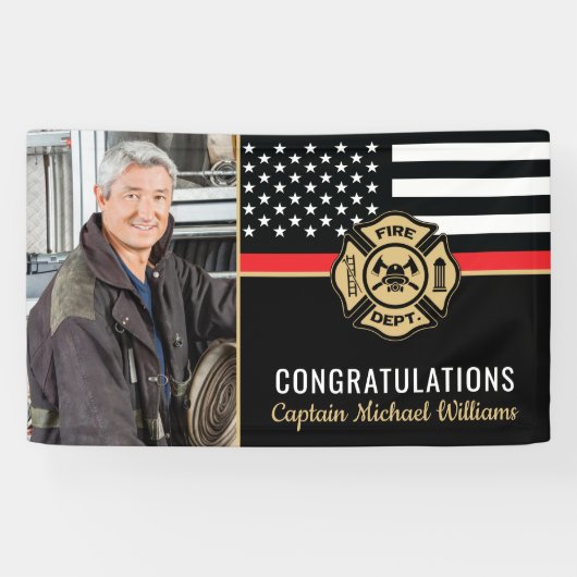 Firefighter Retirement Thin Red Line Fireman Foto Spandoek (Horizontaal)
