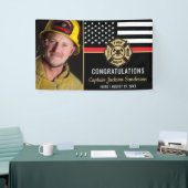 Firefighter Retirement Thin Red Line Flag Foto Spandoek (Beurs)
