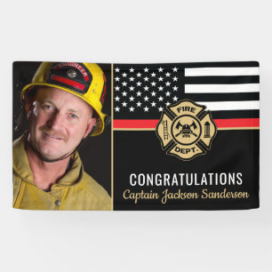 Firefighter Retirement Thin Red Line Flag Foto Spandoek
